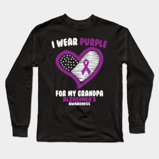 Alzheimers Awareness - I Wear Purple For My Grandpa Long Sleeve T-Shirt